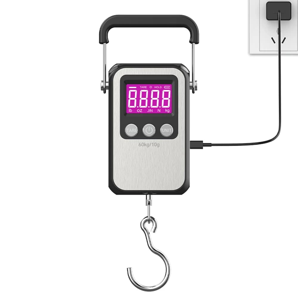 60Kg/10g Bilancia sospesa portatile Bilancia a gancio di precisione Bilancia digitale LCD Bilancia da pesca per bagagli ricaricabile per uso domestico