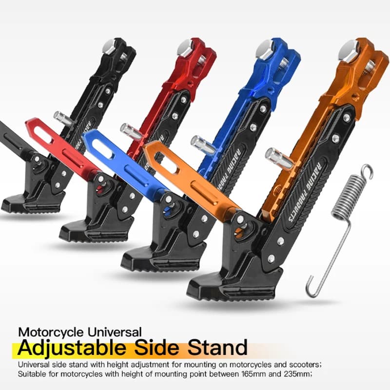 Cavalletto Laterale Universale per Moto, Supporto Regolabile CNC, Cavalletto Parcheggio Modificato