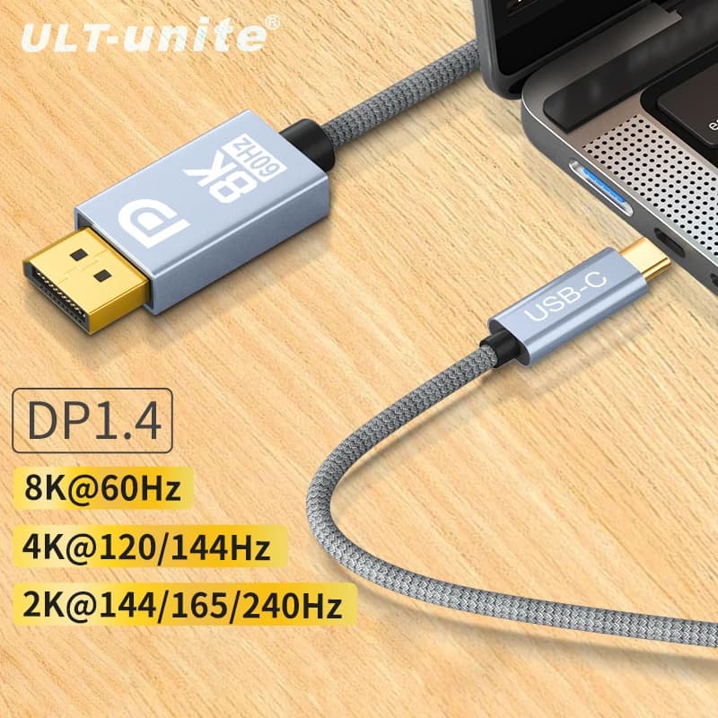 Cavo da USB C a DisplayPort 8K60Hz Cavo adattatore da tipo C a DP 1.4 Cavo DP 4K144Hz compatibile con Thunderbolt 3 4 per MacBook Pro Samsung S21 Huawei