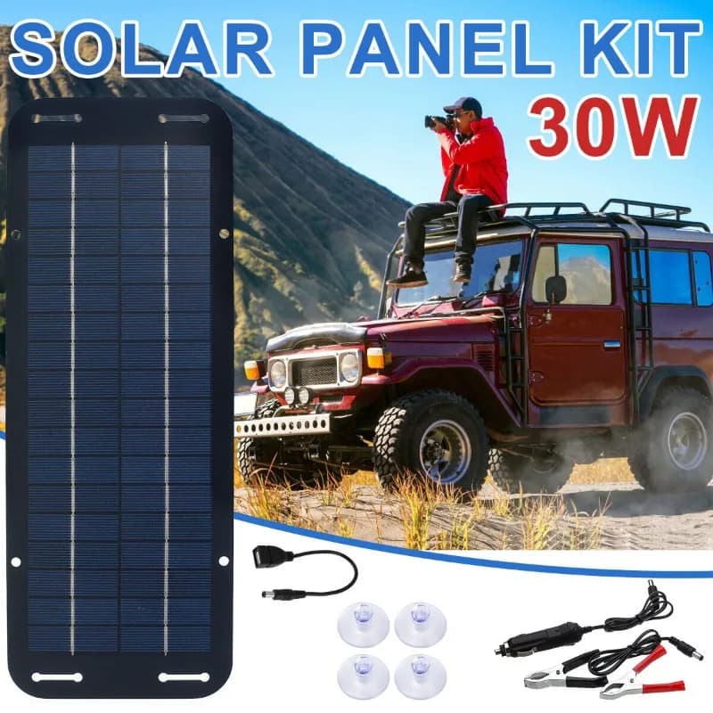 12V Solar Panel Kit IP65 Waterproof Solar Trickle Charger Portable Solar Powered Charger Kit High Efficiency Car Battery Charger