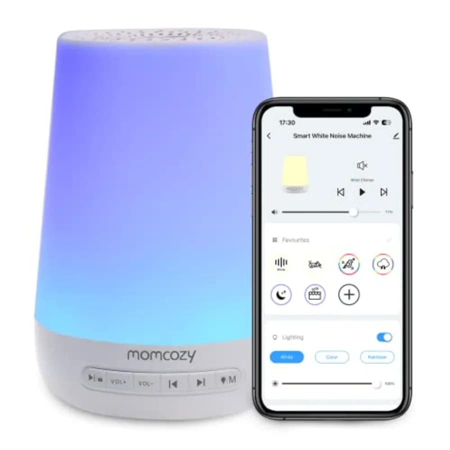 Macchina del Suono per Neonati con Rumore Bianco e Luce Notturna, Trainer del Sonno per Bambini, 34 Suoni Rilassanti, Timer