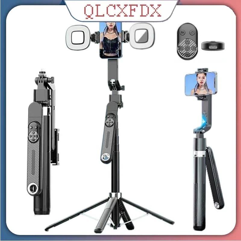 360 ° Supporto per Telefono Rotante con Asta Estensibile 1,8m, Treppiede Selfie con Tracciamento Automatico del Viso e Telecomando Wireless per Vlog e Streaming Video