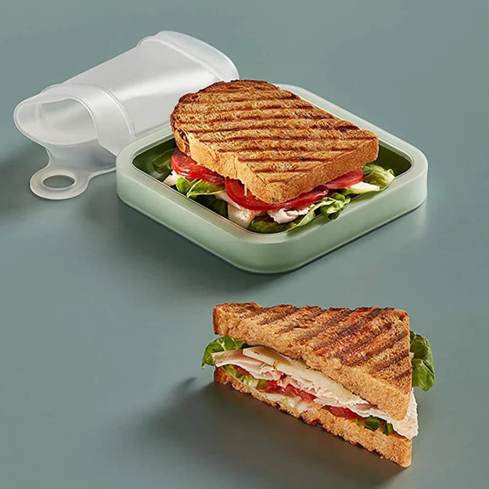 Contenitore Portatile in Silicone per Sandwich e Toast con Manico, Scatola per Snack, Lunch Box per Studenti e Impiegati