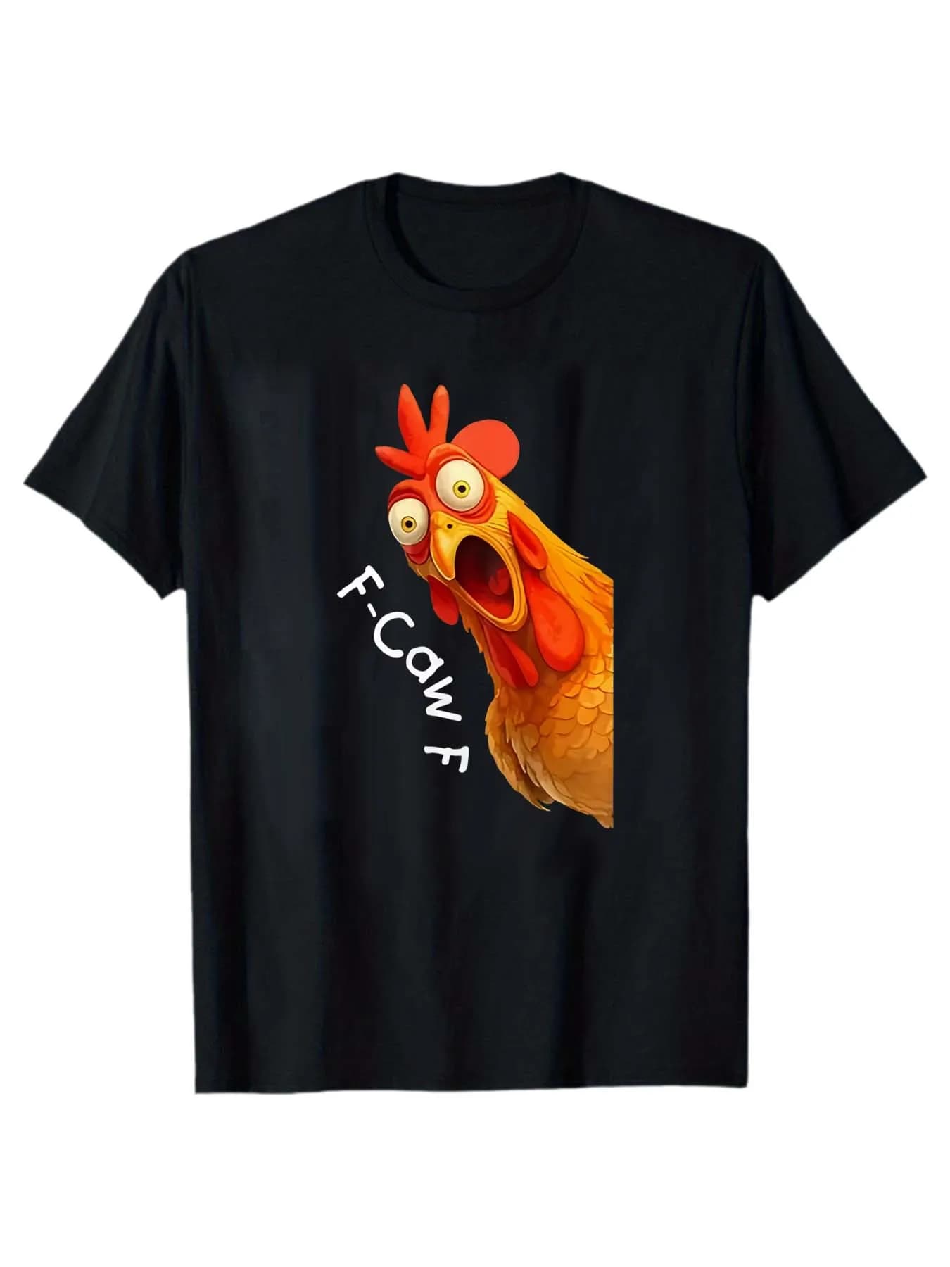 Men's casual short sleeve summer t-shirt in cotton with funny cock pattern, suitable for outdoor and homewear, unisex style