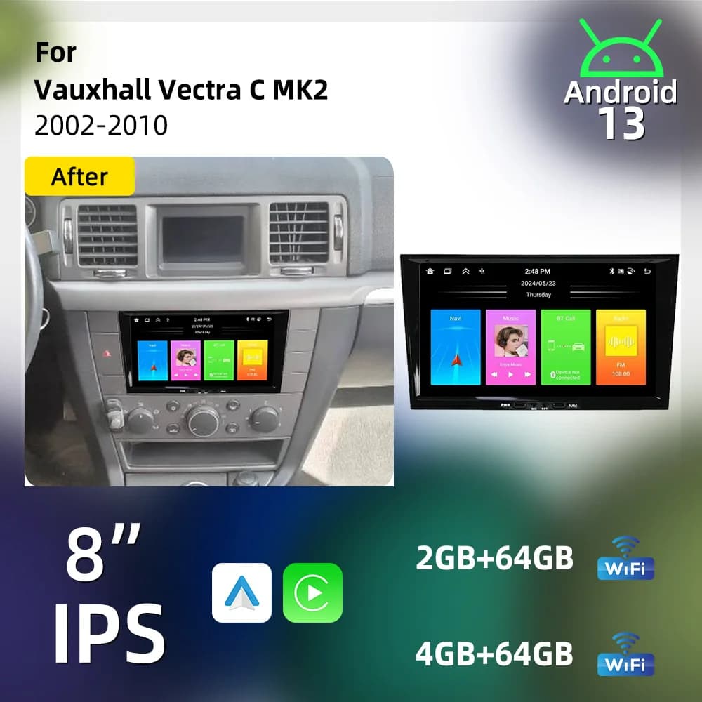 Carplay Autoradio 2 Din Android Radio GPS WIFI Auto Car Multimedia 8" Screen Stereo for Vauxhall Vectra C MK2 2002-2010