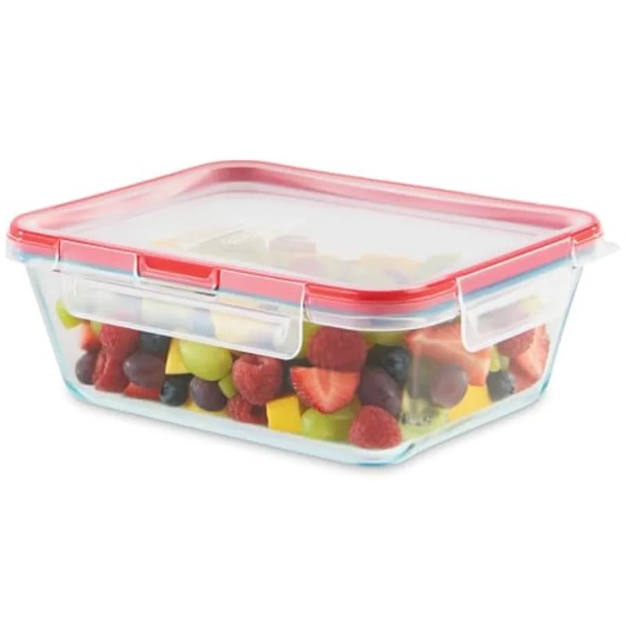 Contenitore in Vetro Freshlock per Alimenti, Ermetico e Antigoccia, con Coperchi in Plastica con Chiusura, Adatto per Congelatore, Lavastoviglie e Microonde, 8 Tazze