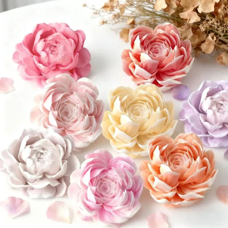 Stampo in Silicone per Fiori di Paeonia lactiflora Pall e Gelsomino, per Candele Aromatiche Fatte a Mano, Stampi per Gesso, Accessori per la Creazione di Sapone e Candele