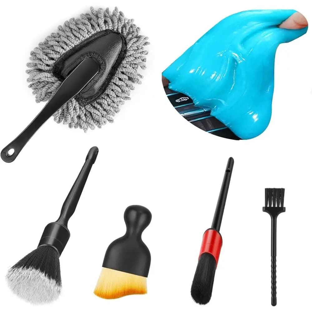 Kit per la Pulizia degli Interni Auto: Spazzole per Dettagli, Pasta Adesiva, Accessori per la Pulizia delle Bocchette d'Aria per Auto, Camion, SUV, Camper