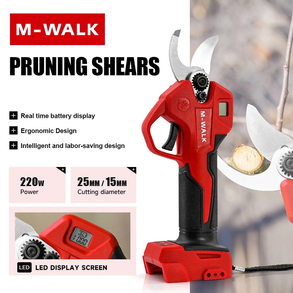 M-WALK 25mm Electric Brushless Shears Battery Electric Scissors Bonsai Fruit Tree Garden Taglierina for Milwaukee 18V Battery Pin