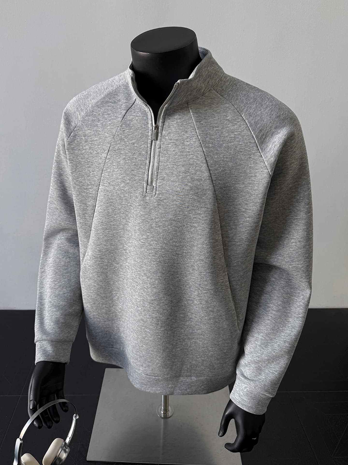 Felpa con Cappuccio da Uomo con Mezza Zip, Collo Alto, Maniche Lunghe, Comoda in Fibra di Poliestere, Stile Americano, per Primavera, Abbigliamento Base/Intimo
