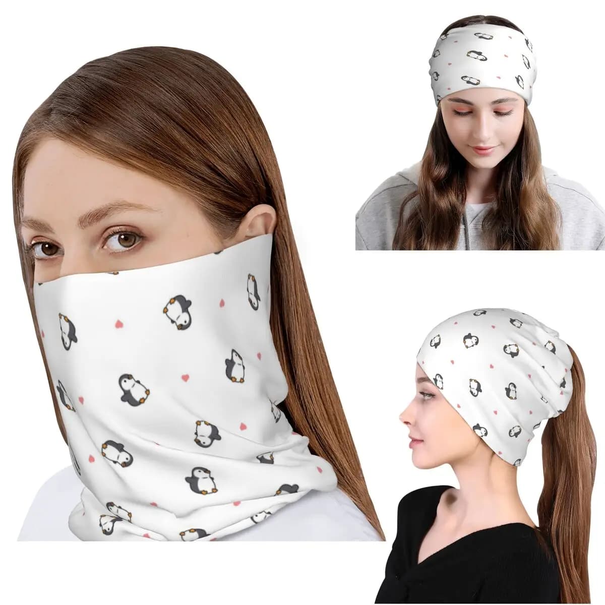 Simpatico Copricollo Bandana a Forma di Pinguino, Sciarpa Multiuso, Balaclava, Berretto Traspirante per Uomini e Donne Adulti
