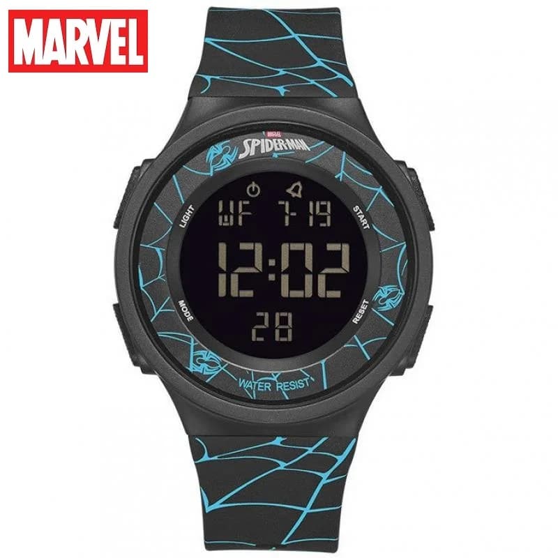 Disney for Kids Unisex Watches Marvel Spider Man Digital Wrist Watch Multi Function Graffiti Strap Boy Girl Kid Student Watch