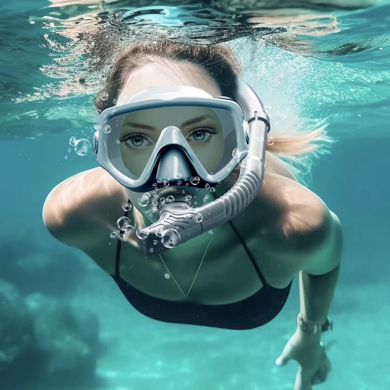 Full-dry Diving Goggles Breathing Tube Waterproof Antifogging Simple Snorkel Sunglasses Adult Underwater Swimming Equipment