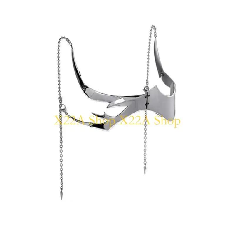 Unique Metal Luxury Mask For Women Men Silver Color Party Face Chain Gothic Jewelry