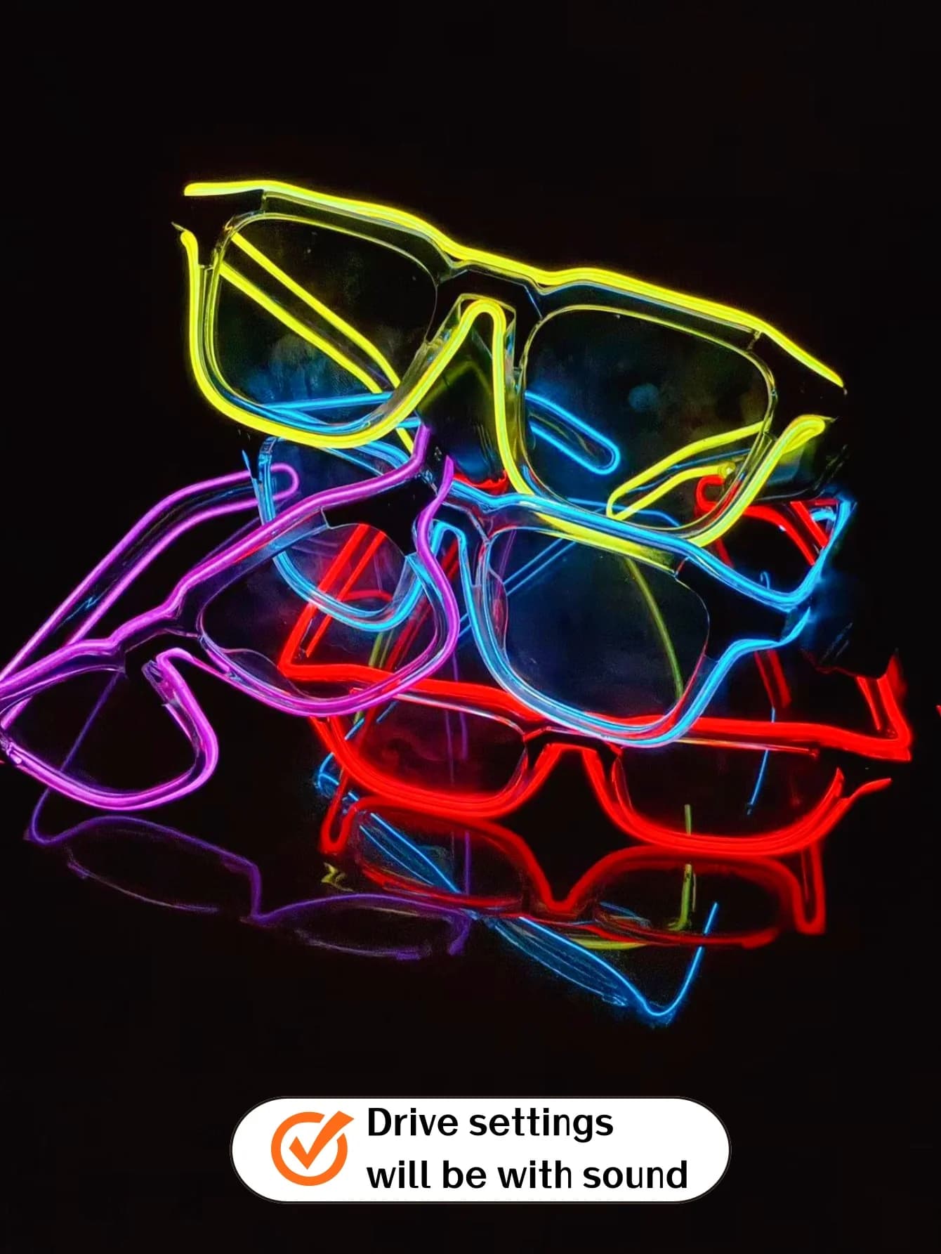 Luminous EL LED nightclub wireless glasses bright online celebrity sunglasses pixel KTV bar atmosphere concert flash.