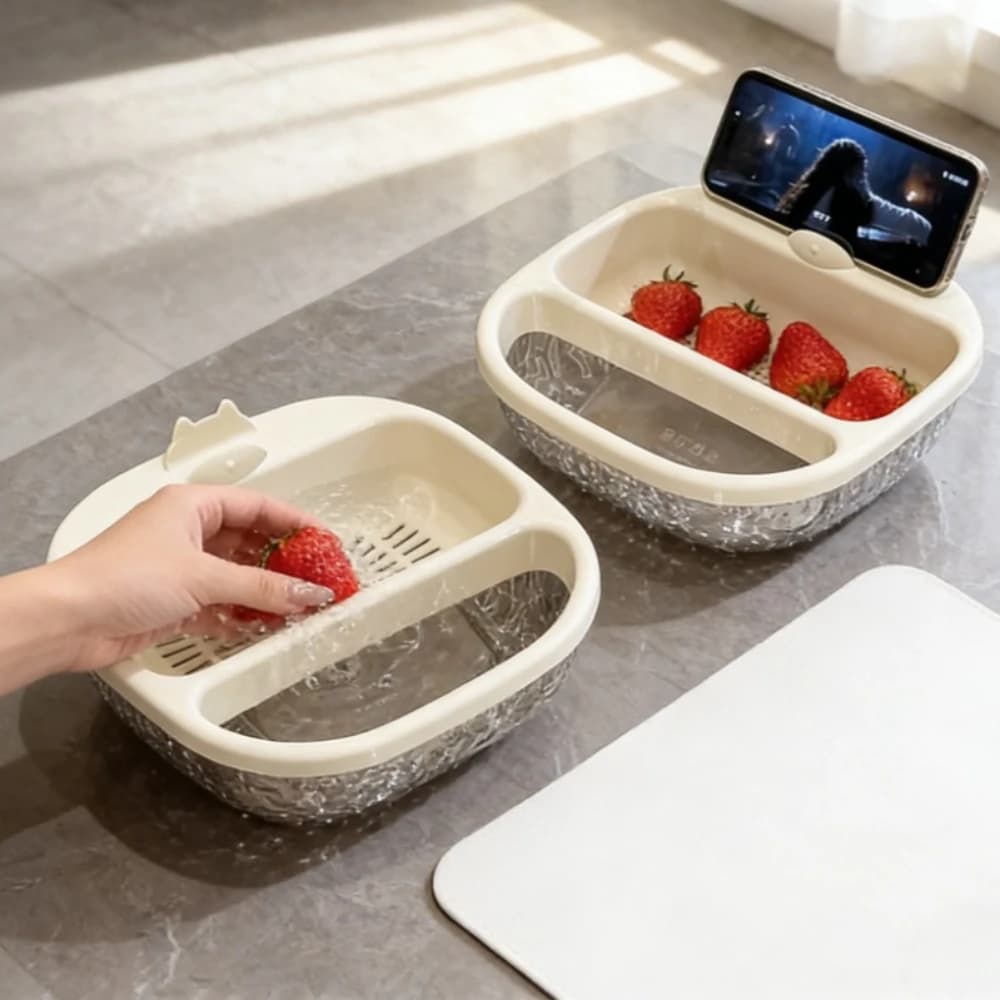 Piatto per Frutta Secca a Doppio Strato con Scolapiatti, per Soggiorno, Ideale per Snack e Caramelle durante la Visione della TV