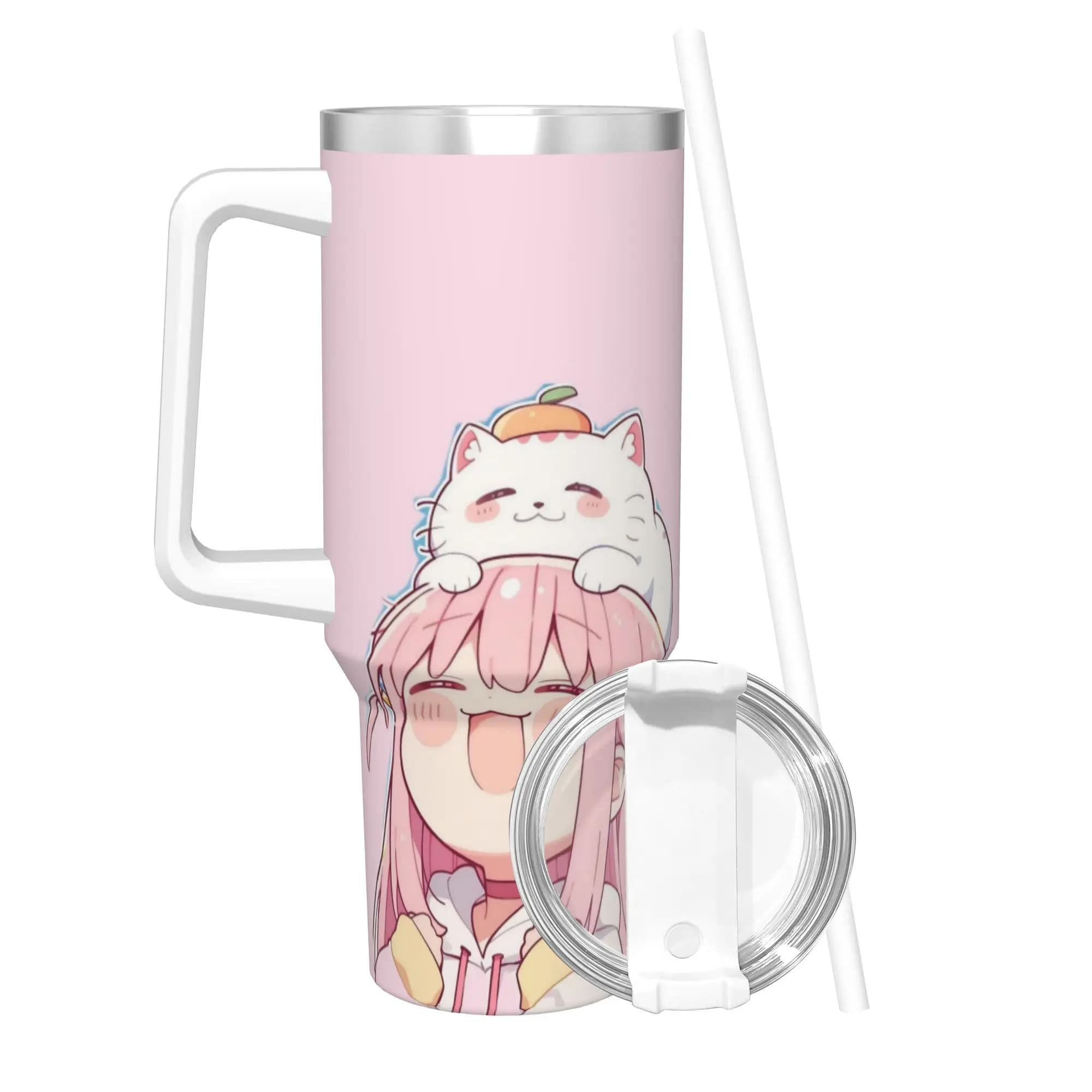 Tumbler Termico Trickcal C-Chibi Go Games con Coperchio e Cannuccia, Tazza a Doppia Parete Antigoccia da 40oz