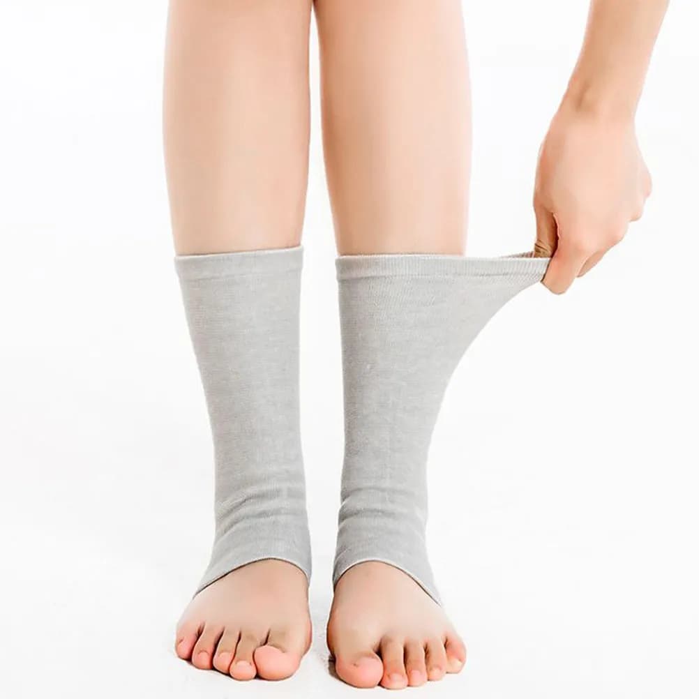 1 Paio di Supporti per Caviglia in Maglia per Uomo e Donna, Grigio, Mezza Calzata, Compressione e Supporto, Traspirante, Anti-Sudore, per Sport e Fitness