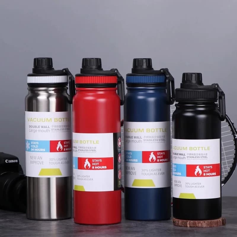 Bottiglia Termica in Acciaio Inox 600/800/1000ML, Tazza Termica per Auto, Thermos Sottovuoto, Mantiene Freddo e Caldo, Tazza Termica Sportiva Isolata