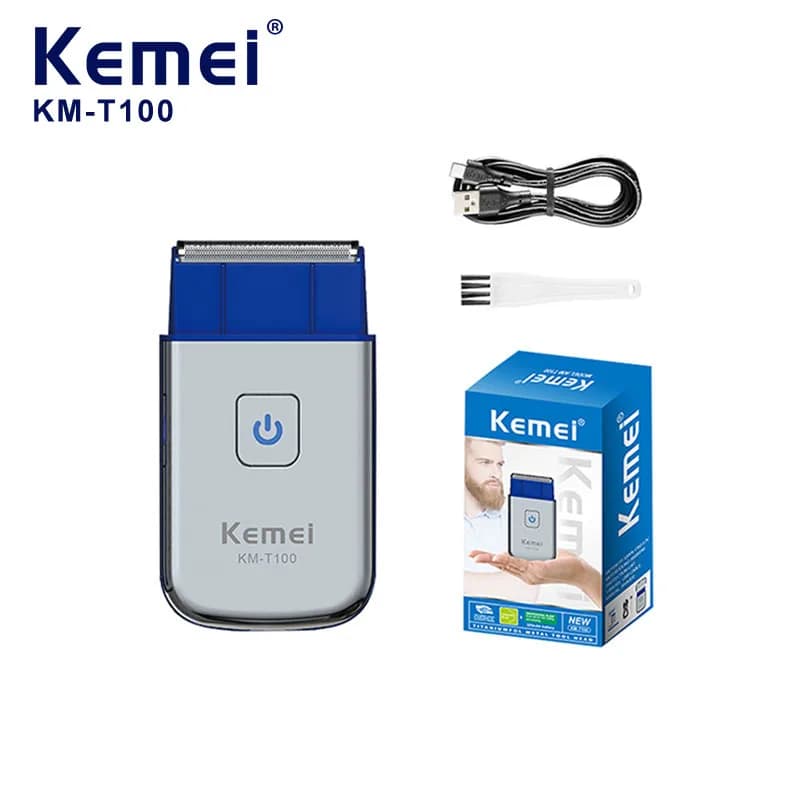 Kemei T100 Macchina da barba da viaggio portatile da uomo Barba Trimmer Mini rasoio elettrico Lamina ricaricabile Rasoio di sicurezza alternativo