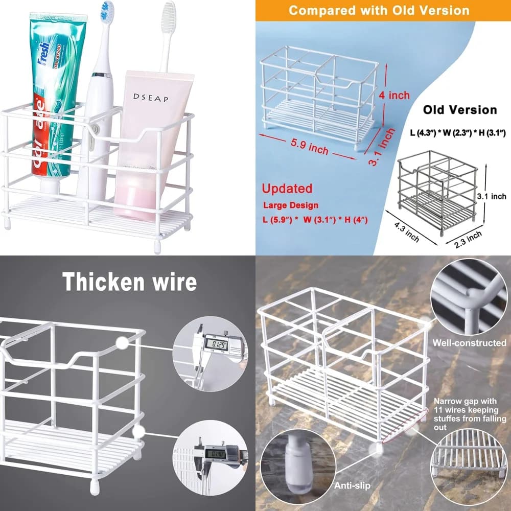 Portaspazzolino in acciaio inossidabile con dispenser per dentifricio, organizer da bagno, bianco, moderno, montato a parete, per lavello