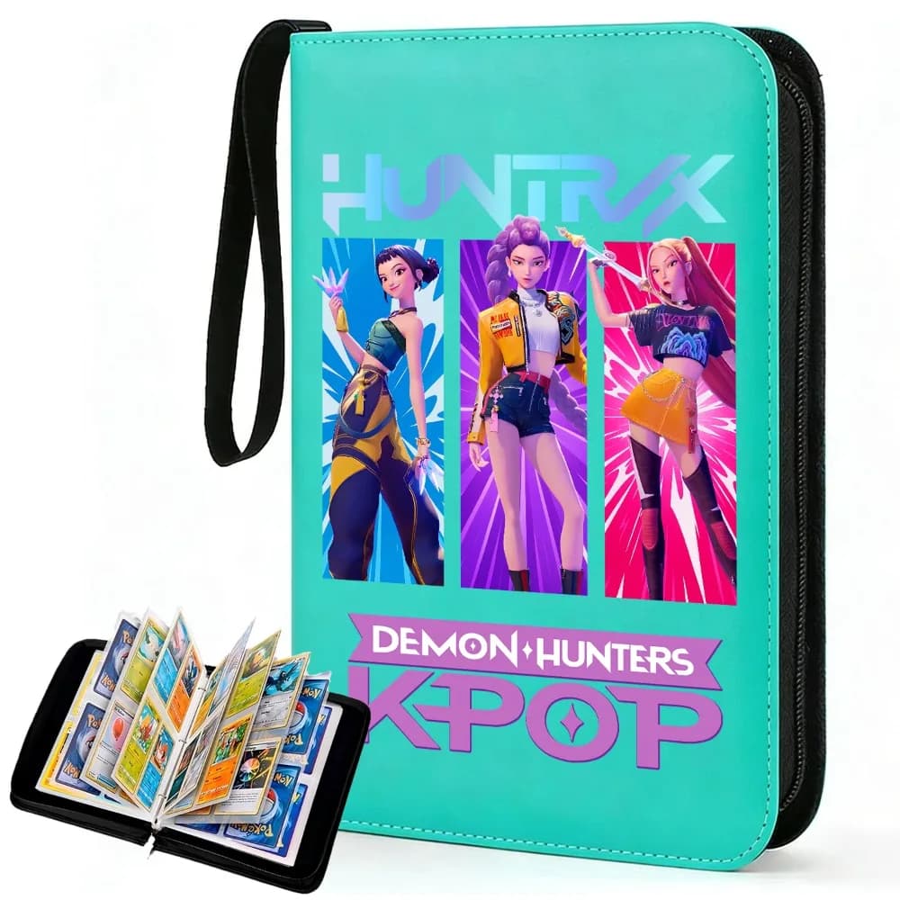 Raccoglitore per 400 carte collezionabili con custodie protettive, nero, rosa, giallo, verde, per album con cerniera Kpop