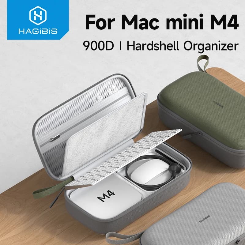 Hagibis Custodia da viaggio per organizer elettronico per Mac mini M4/M4 Pro 2024 Custodia da trasporto portatile per caricatore via cavo Mouse Power Bank