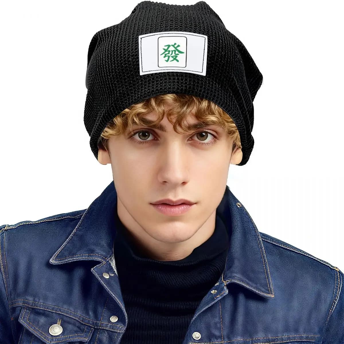 Mahjong Tile Green Dragon Vocan Berretto foderato in pile caldo Cappello a cuffia moda Autunno Inverno Berretti da esterno Cappelli per unisex adulto