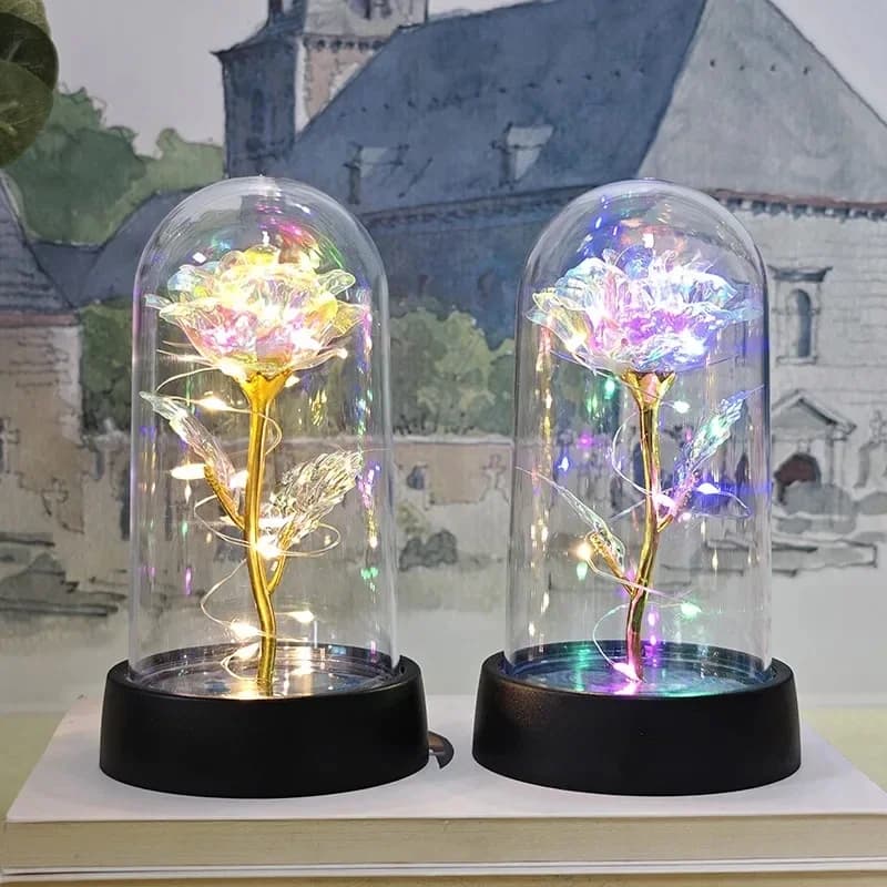 Artificial Pink Flowers Valentine's Gift For Girlfriend Eternal Rose LED Flower Lighting Lamina Decorations Wedding Gifts Christmas