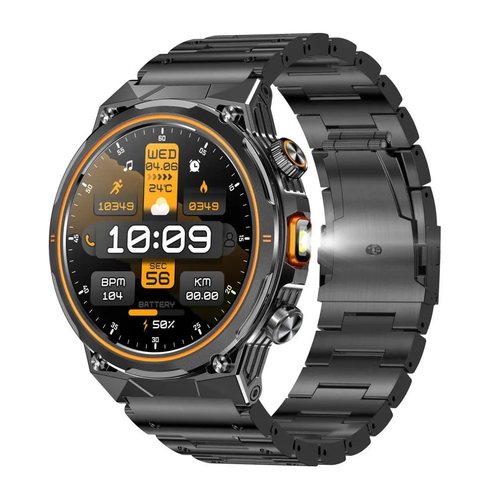 AK81 Smart Watch da uomo Bluetooth Chiama Smartwatch Orologio da polso elettronico Smartband con torcia Orologi da polso Bracciale fitness