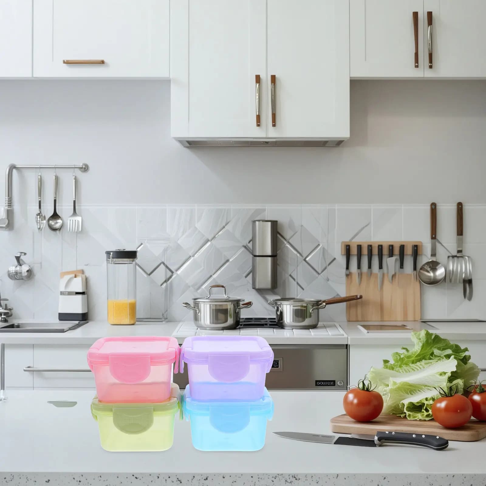 Contenitori per congelatore portatili da 4 pezzi, scatole per conservare snack, scatole trasparenti riutilizzabili per la conservazione degli alimenti, scatole compatte per frutta