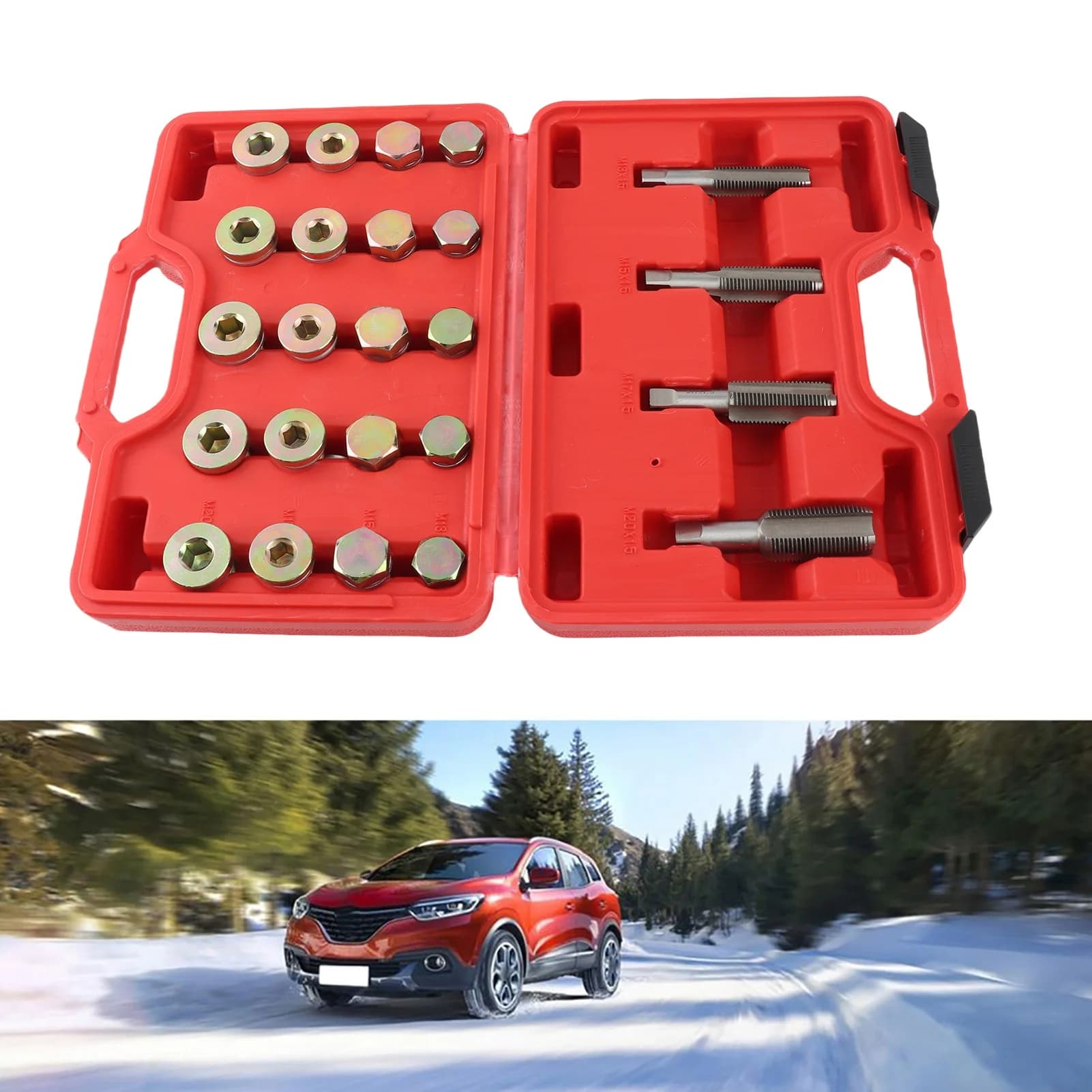 64PCS Kit di riparazione filettatura coppa olio Set di strumenti tappo di scarico coppa M13 M15 M17 M20 Strumento di riparazione filettatura coppa olio