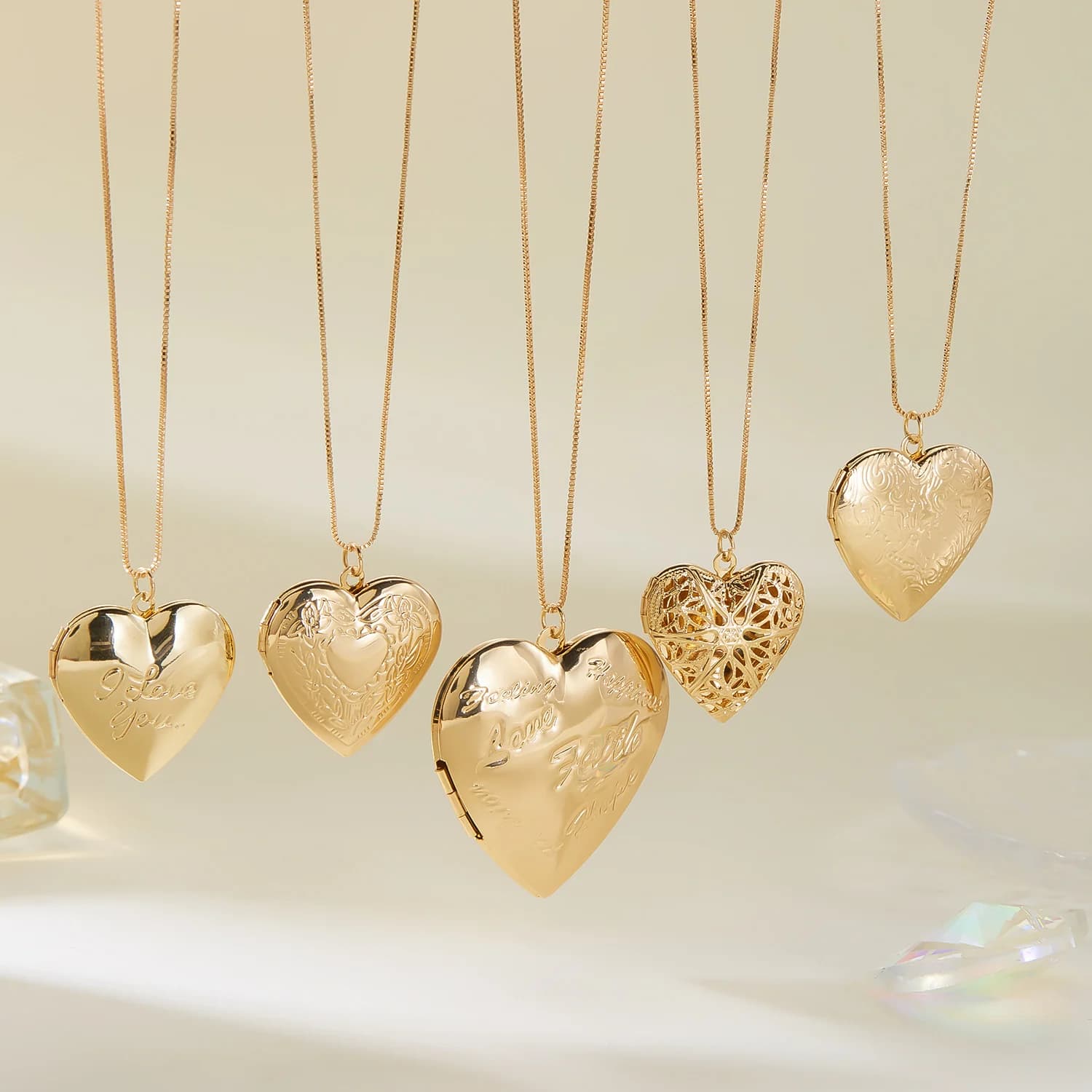 Collana con medaglione con messaggio a forma di cuore romantico per donne, amante, coppia, catena color oro, album fotografico, scatola, girocollo, regalo di gioielli per feste