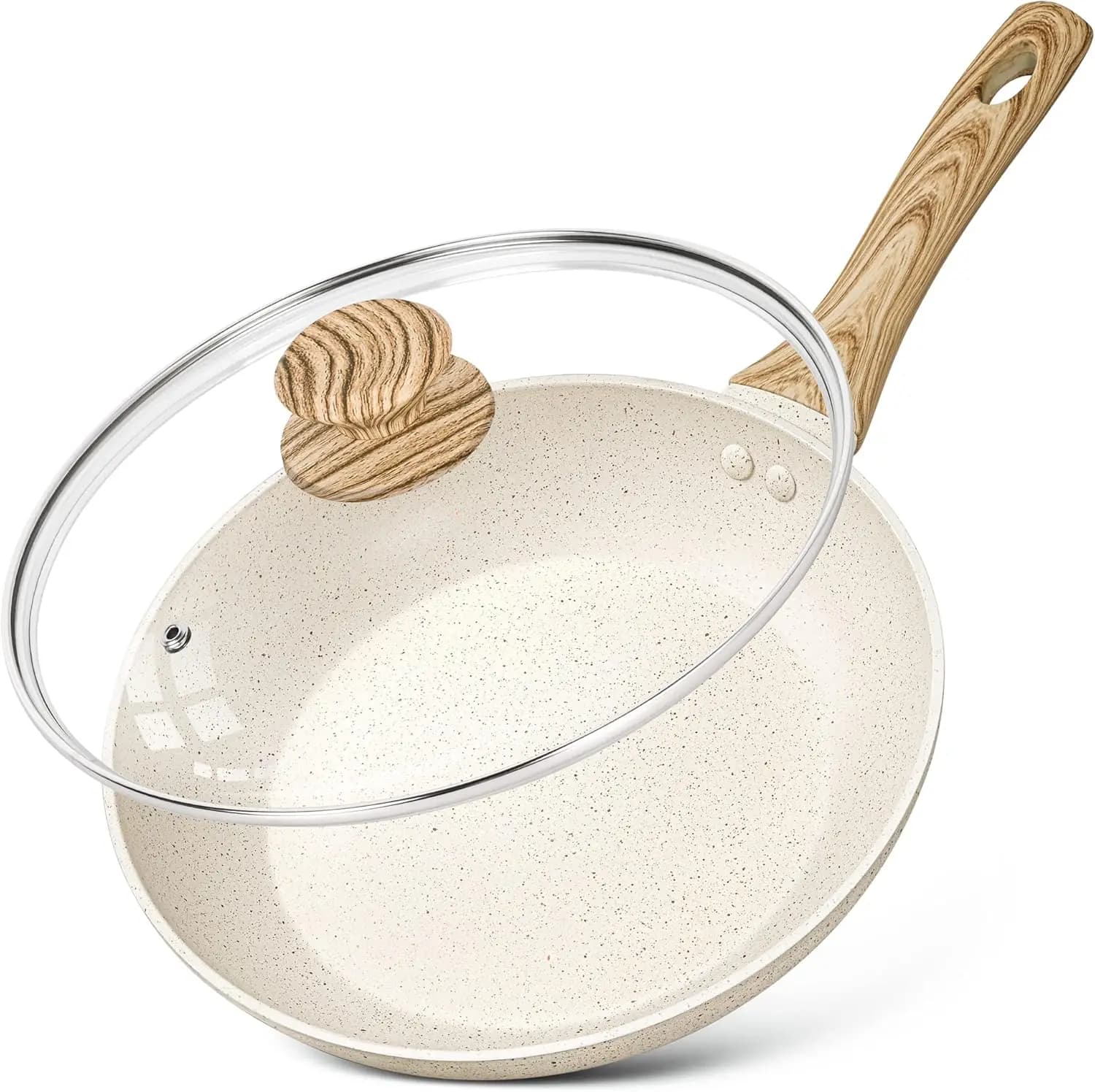 MICHELANGELO Anti-adhesive pan with Cover, Granite coating, Anti-coating handle, Induction Plans fitting