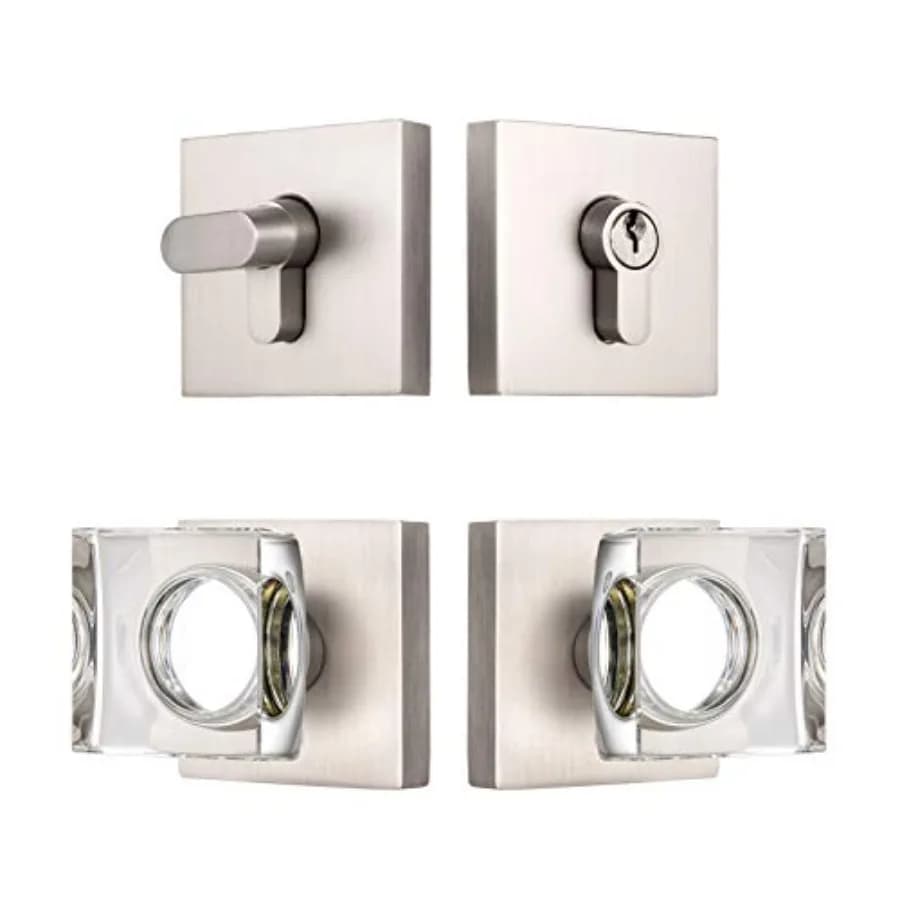Crystal Glass Door Locks with Deadbolts, Entry Door Knob and Deadbolt Lock Set