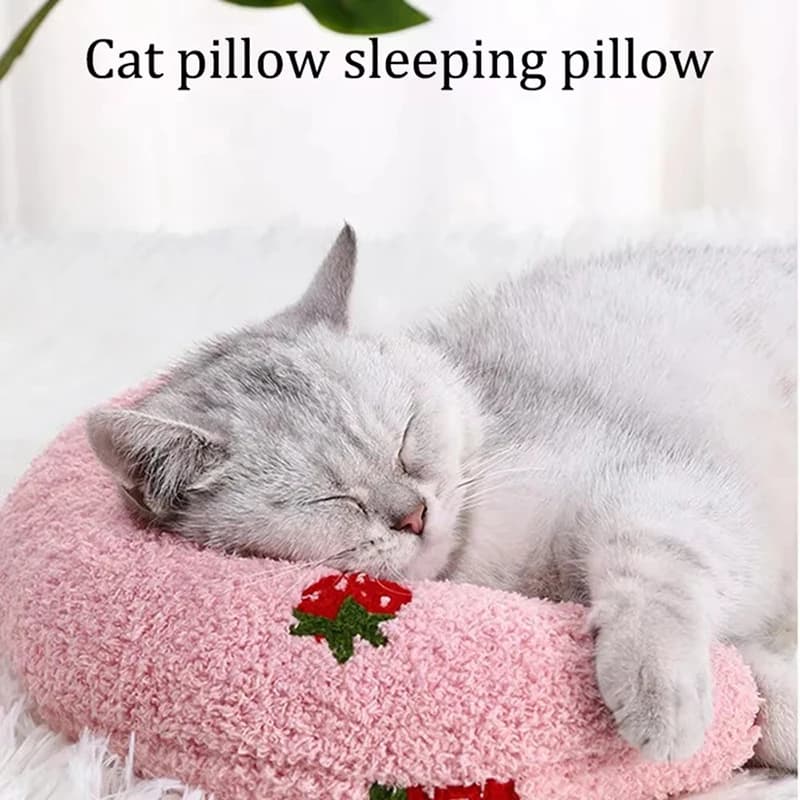 1 pezzo di piccolo cuscino per gatti, giocattolo calmante per animali domestici ultra morbido e soffice, mezzo ciambella per alleviare le articolazioni, migliorare il sonno