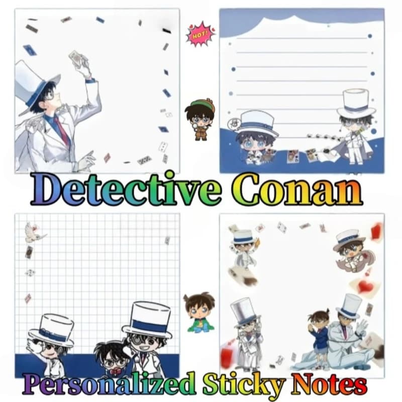 Blocco Note Adesivo Detective Conan: Carino, alla Moda, Creativo, a Tema Cartone Animato – Perfetto Regalo per Studenti e Amici