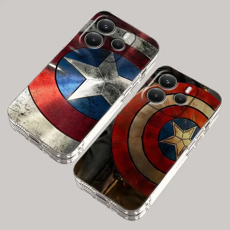 Custodia Morbida Marvel Captain America Shield per Redmi Note 15 Pro 14 13 12 11 10 15 Pro+ Plus 5G A7 10C 12C 13C 14C 15C