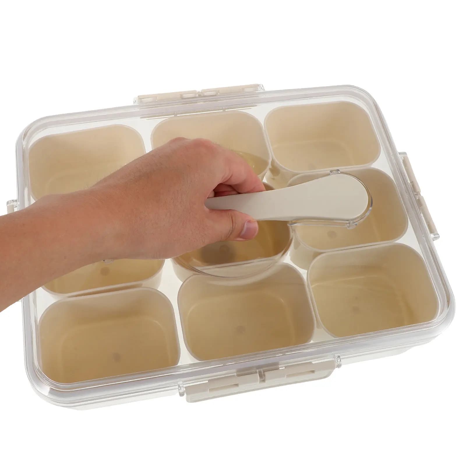 Contenitore per Alimenti con Scomparti per Frigorifero, Organizer Portatile per Frutta e Verdura con Manico, Vassoio Sigillato con Coperchio per Mantenere la Freschezza