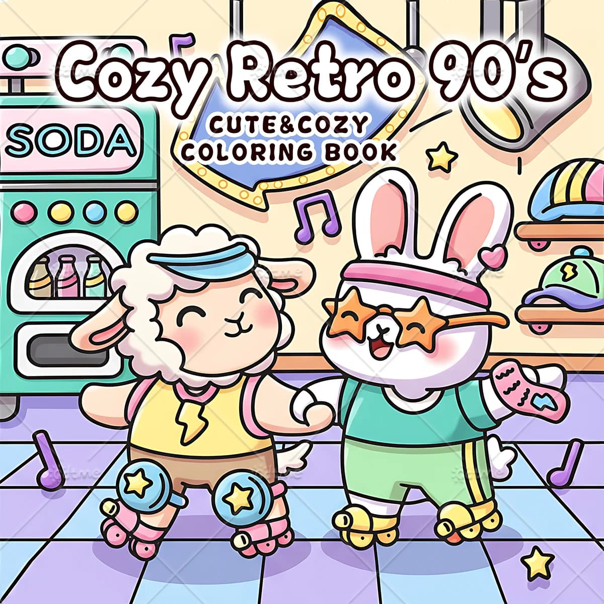Cozy Retro 90's Bold-easy Patterns Coloring Book for Adults Cute Drawing Book Perfect Gift for Party and Birthday