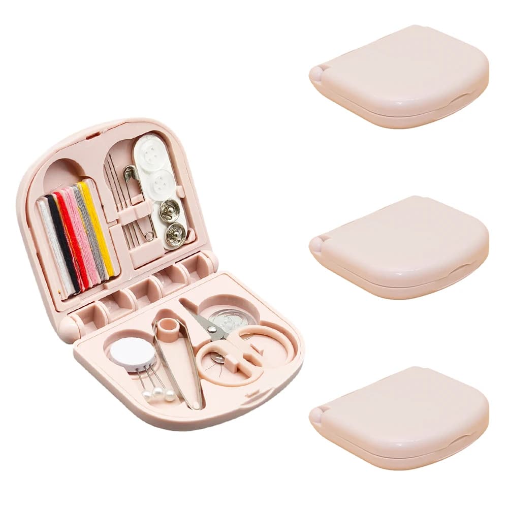4 Pack Mini Portable Sewing Kit, Compact Hard Case Emergency Clothing Repair Tools with Thread Needles Scissors for Travel Home