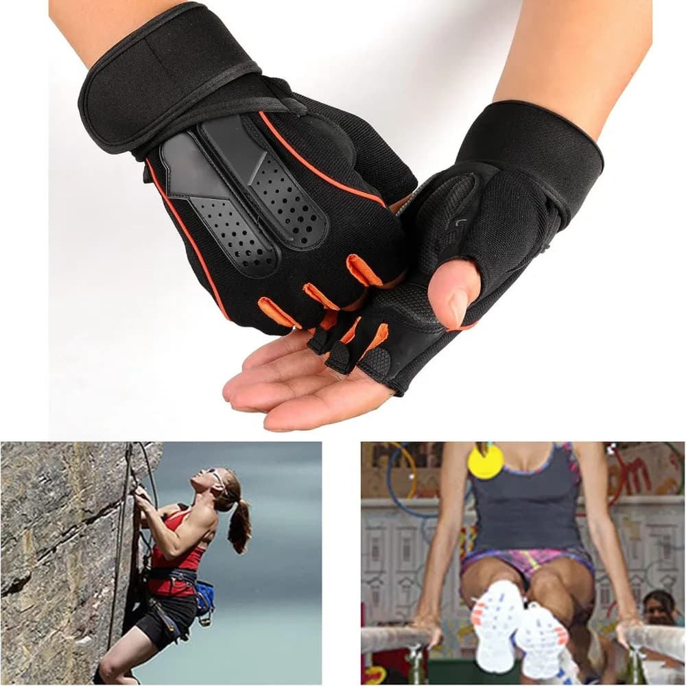 Enhanced Full Palm Pad Half Finger Gloves M/L/XL Workout Gloves Bicycle Gloves Gym Use