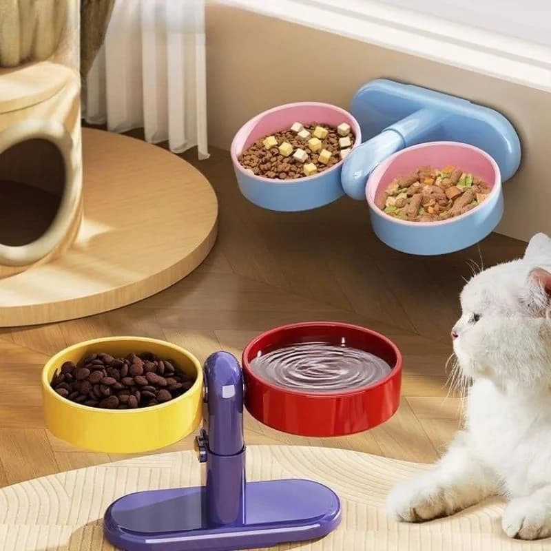 Ciotola Doppia Antiscivolo per Gatti e Cani con Supporto, Ciotola per Acqua e Cibo per Animali Domestici