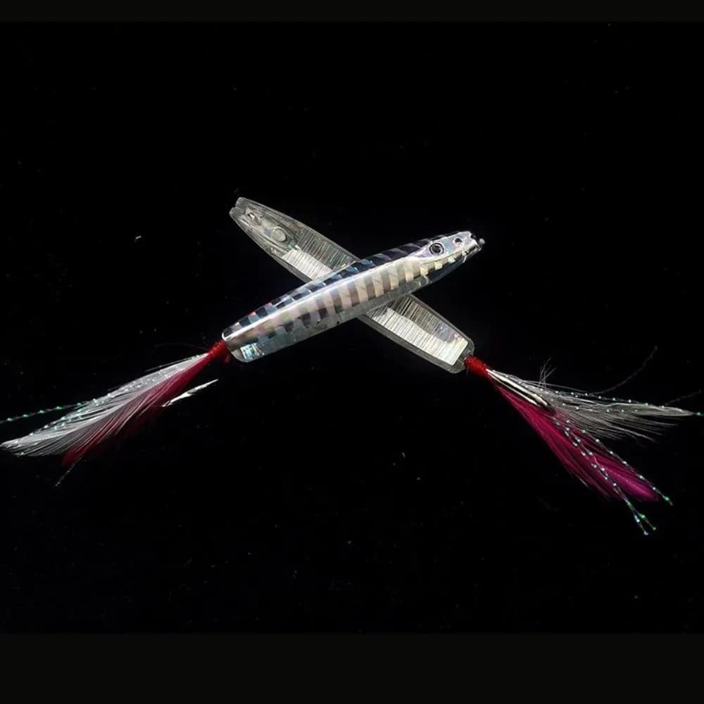 2pcs Feather Bait Fishing Lure Bow Horn Metal Cast Artificial Bait Arched Body Tangle-Free Design Surface Bait Long Cast