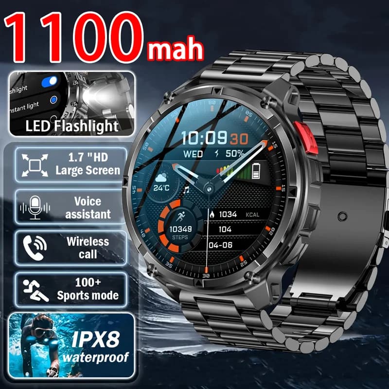 Militare T-Rex 3 GPS Orologio intelligente impermeabile 1.46 "HD AMOLED Satellitare a 6 frequenze integrato Sport all'aria aperta Fitness Bracciale intelligente
