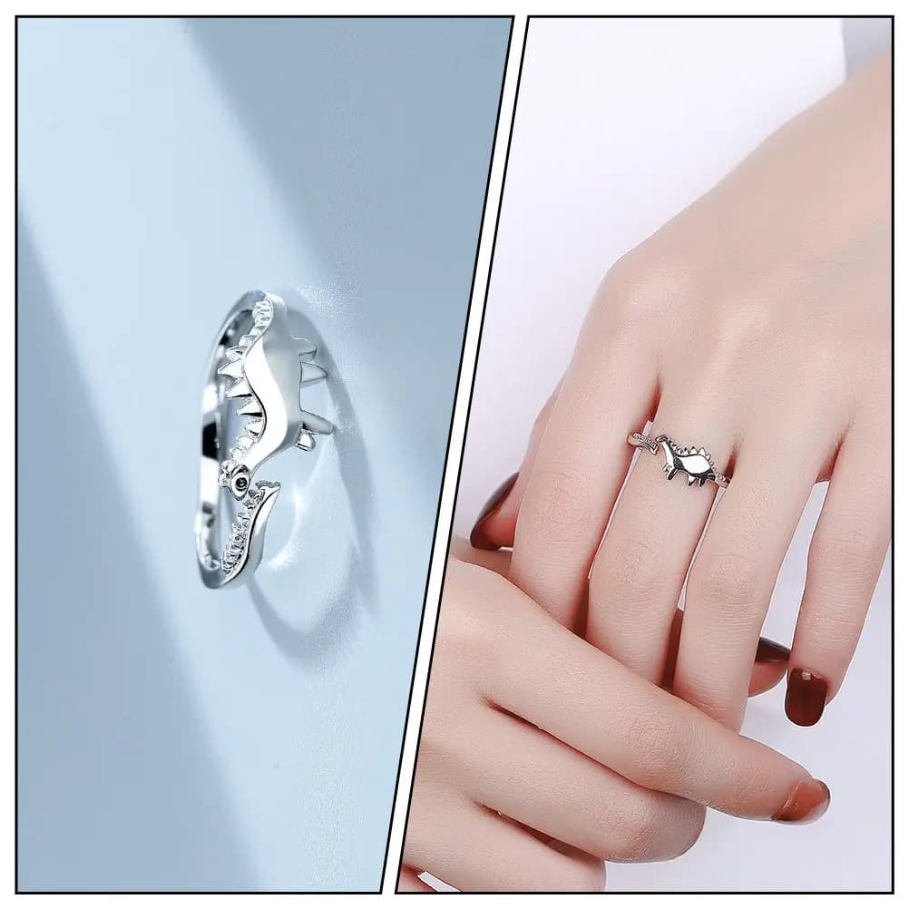 Anello a Forma di Dinosauro per Donna e Uomo, Accessorio di Moda, Anello Apribile Elegante, Gioiello da Mano, Regalo per Feste e Banchetti