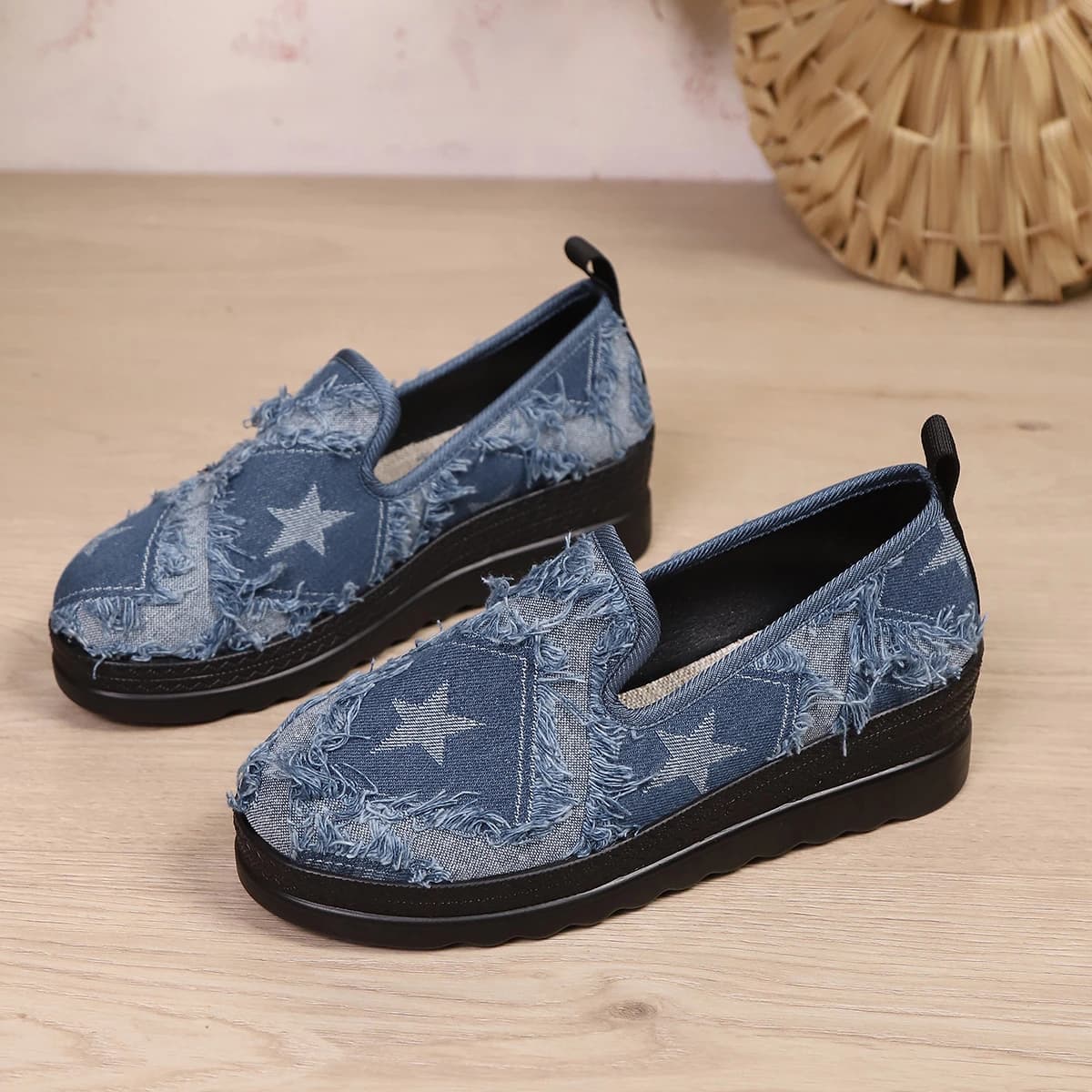 Mocassini Slip-on Fashion Star, Scarpe Sportive da Donna per Esterni, Scarpe Casual Traspiranti Primavera-Autunno, Taglie Grandi, Suola Spessa