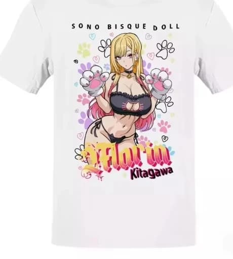 Sono Bisque Doll Marin Kitagawa Cat Paw Cosplay Japanese Text Anime Graphic T-Shirt Unisex Oversized Y2K Streetwear Cotton Tee