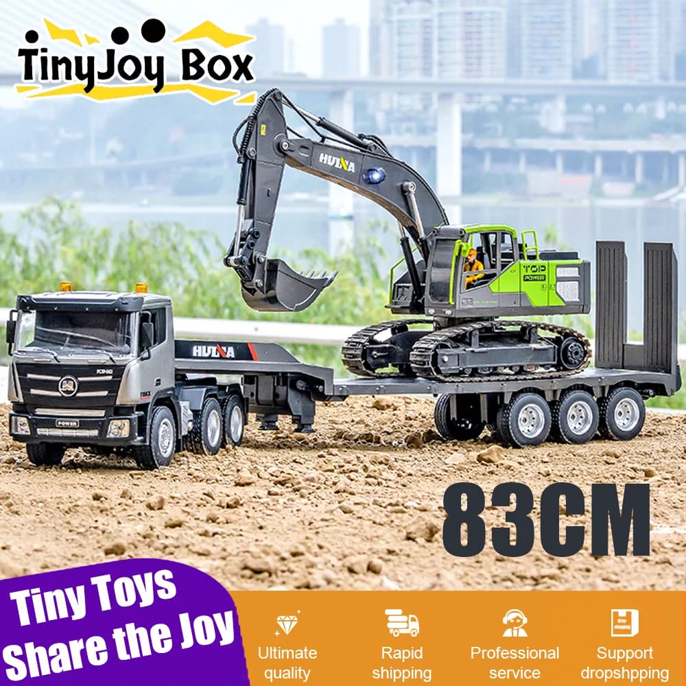 Huina 1318 1/24 RC Rimorchio Camion Trattore 2.4G Costruzione telecomandata Radiocomando a pianale RC Camion Giocattoli per ragazzi Regalo per bambini