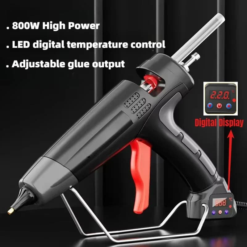 Pistola per colla a caldo professionale con bastoncini da 11 mm Controllo digitale della temperatura Pistola in silicone ad alta potenza da 300 W/800 W per la lavorazione del legno
